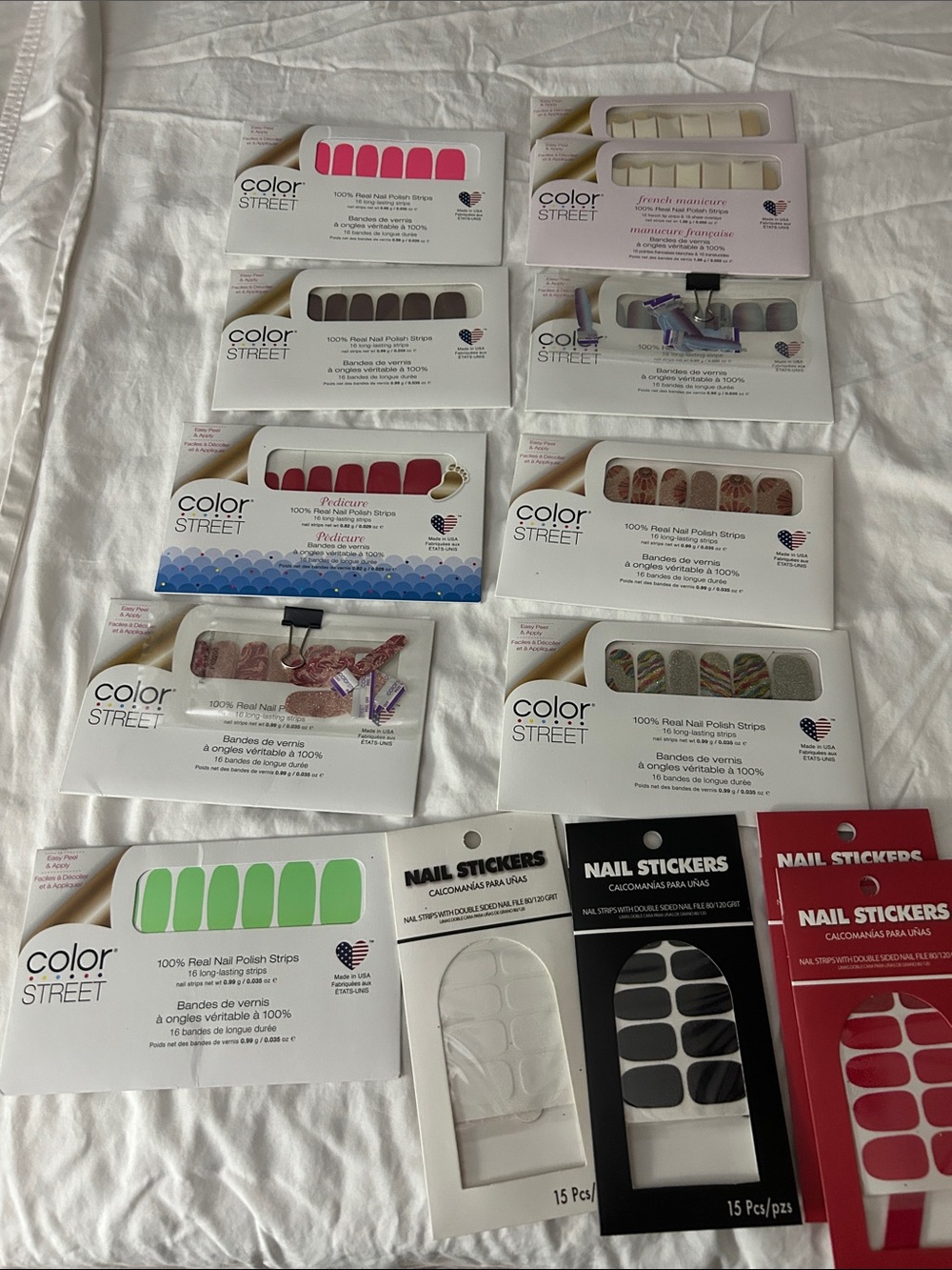Color Street Neon Green, Hot Pink, Red & Black Nail Strips Variety Pack
